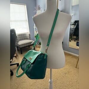 Green late spade tote/cross body bag